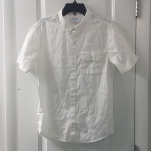 Old Navy Shirt Button Down Teen Boys 14-16 Short Sleeve Preppy Classic White